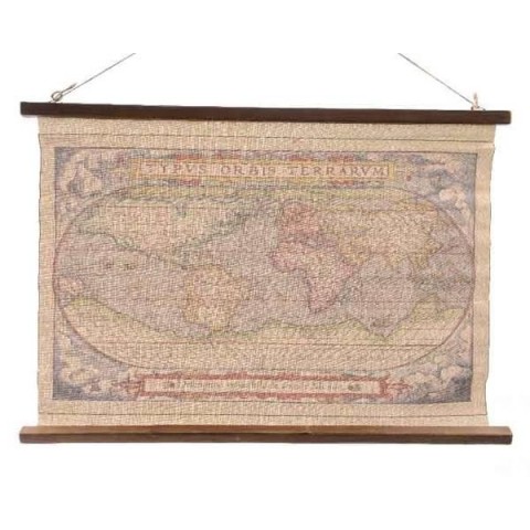 QUADRO MAPPAMONDO CREMA 85X60CM